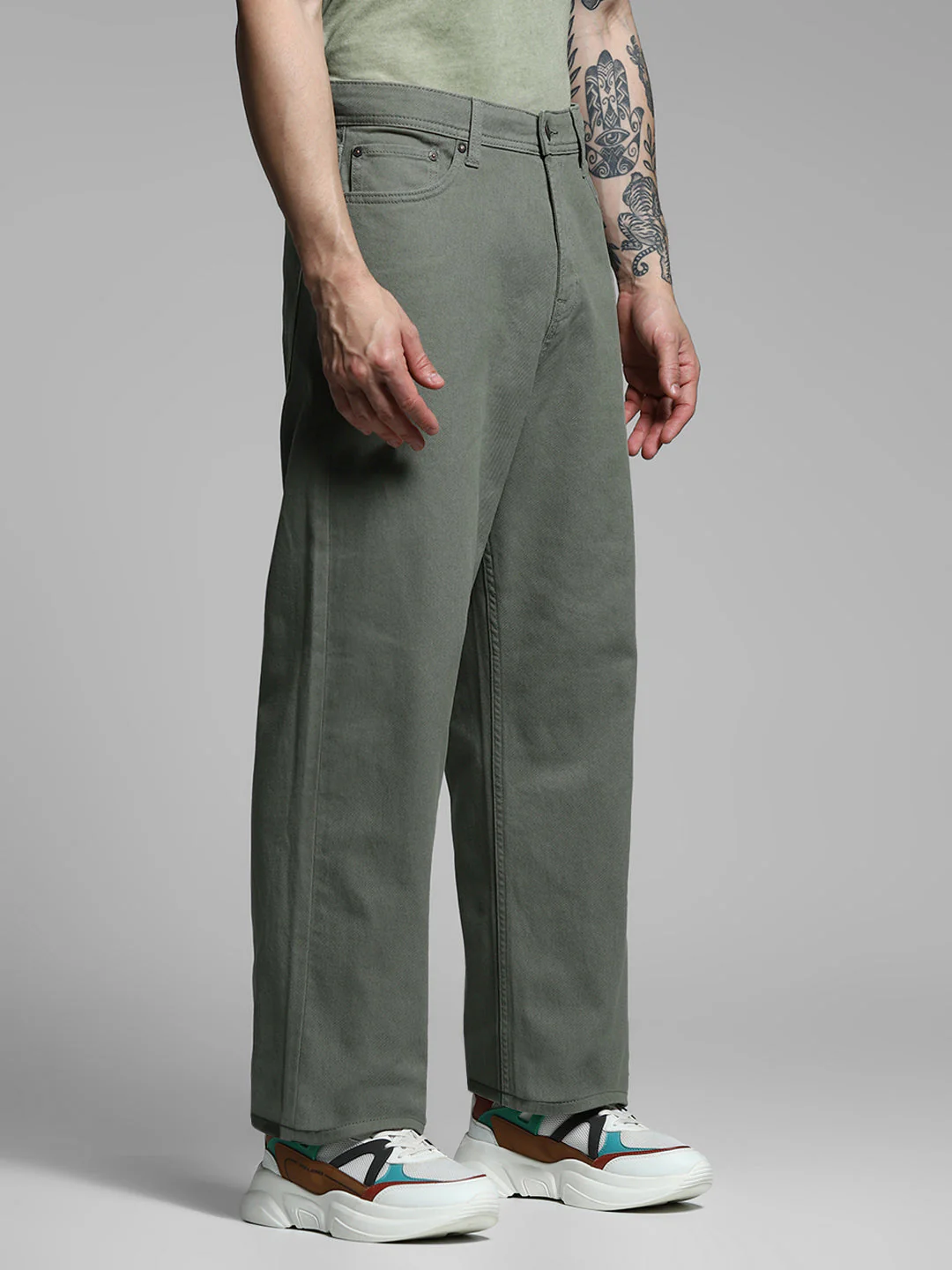 Dark Green Mid Rise Pants - Image 2