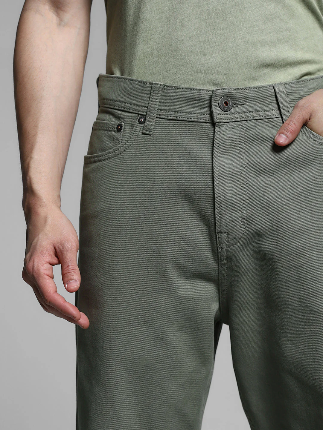 Dark Green Mid Rise Pants - Image 4