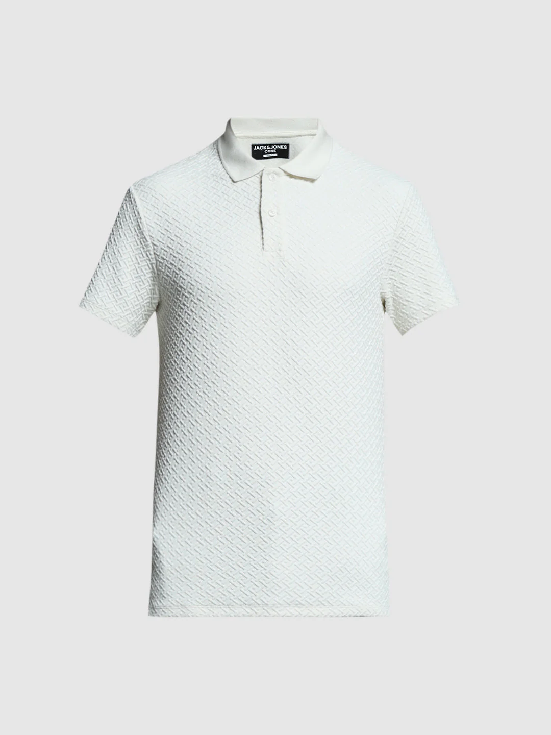 Cream Textured Polo T-shirt - Image 7
