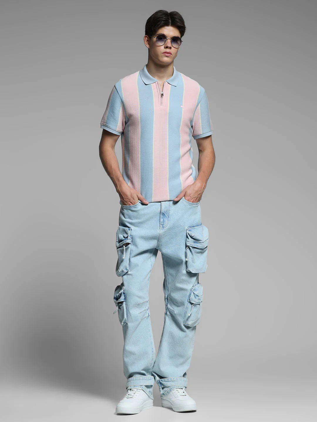 Pink Colourblocked Cotton Polo - Image 6