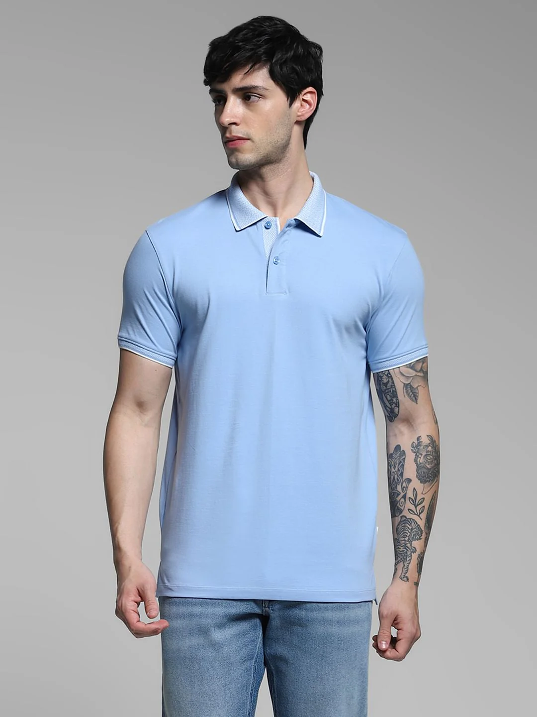 Light Blue Cotton Polo - Image 2