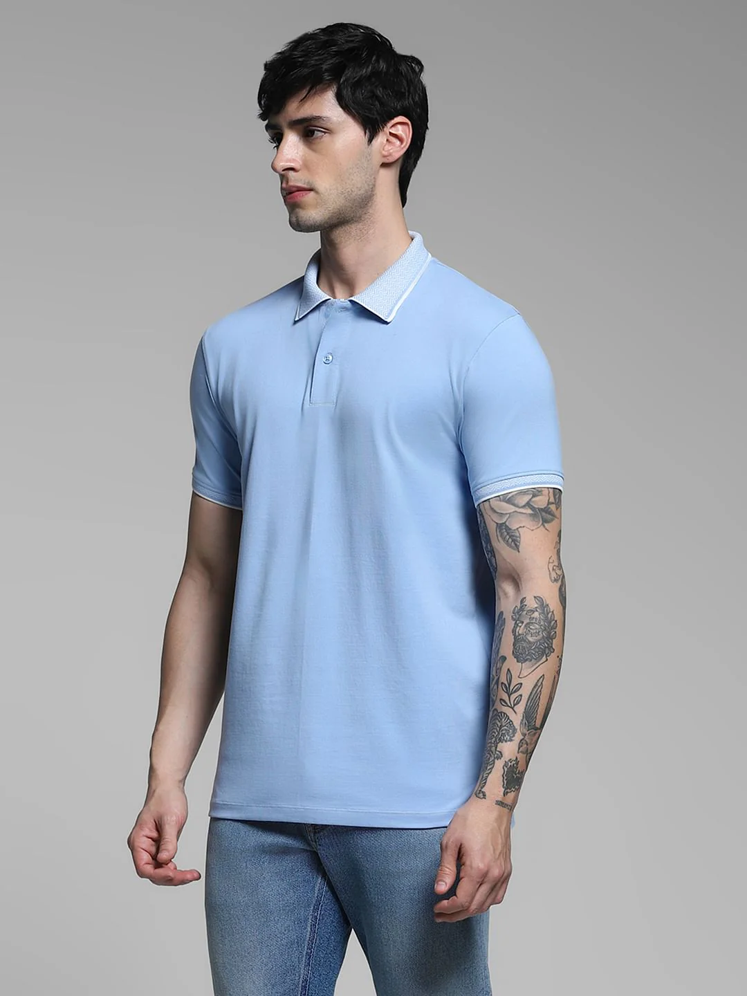 Light Blue Cotton Polo - Image 3