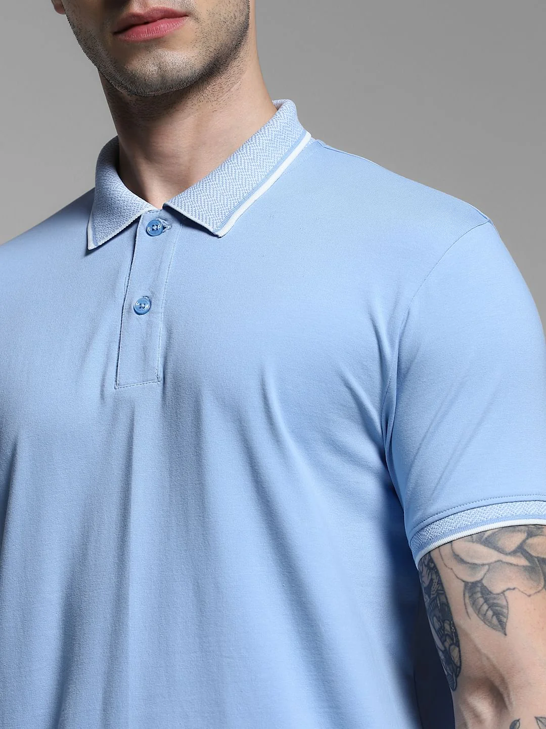 Light Blue Cotton Polo - Image 5