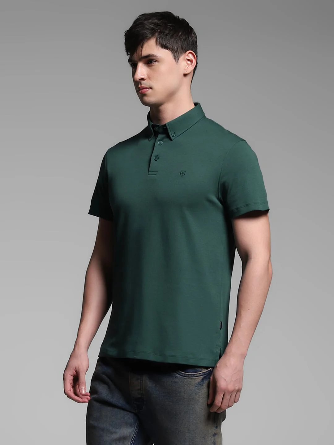 Dark Green Cotton Polo - Image 3