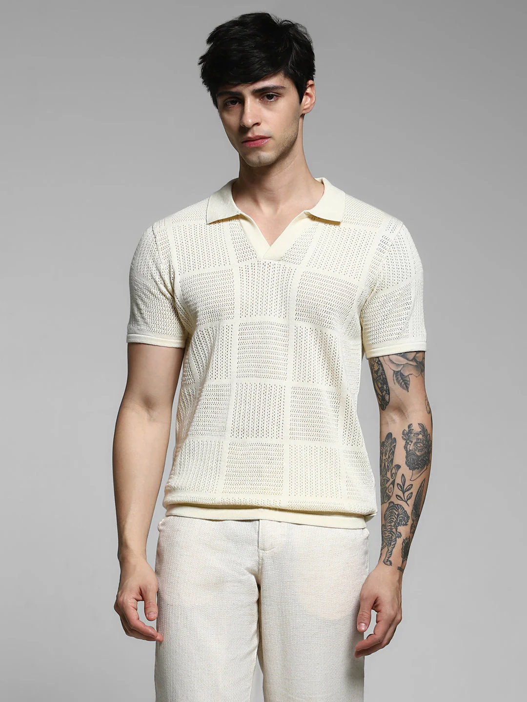 White Cotton Jacquard Polo - Image 2