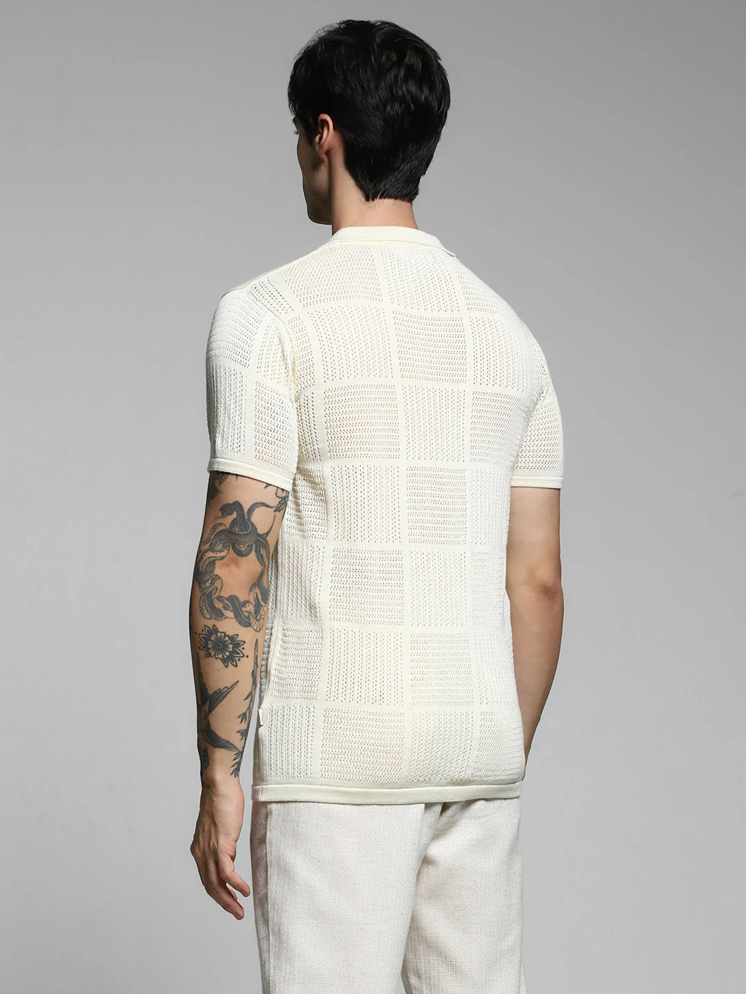 White Cotton Jacquard Polo - Image 4