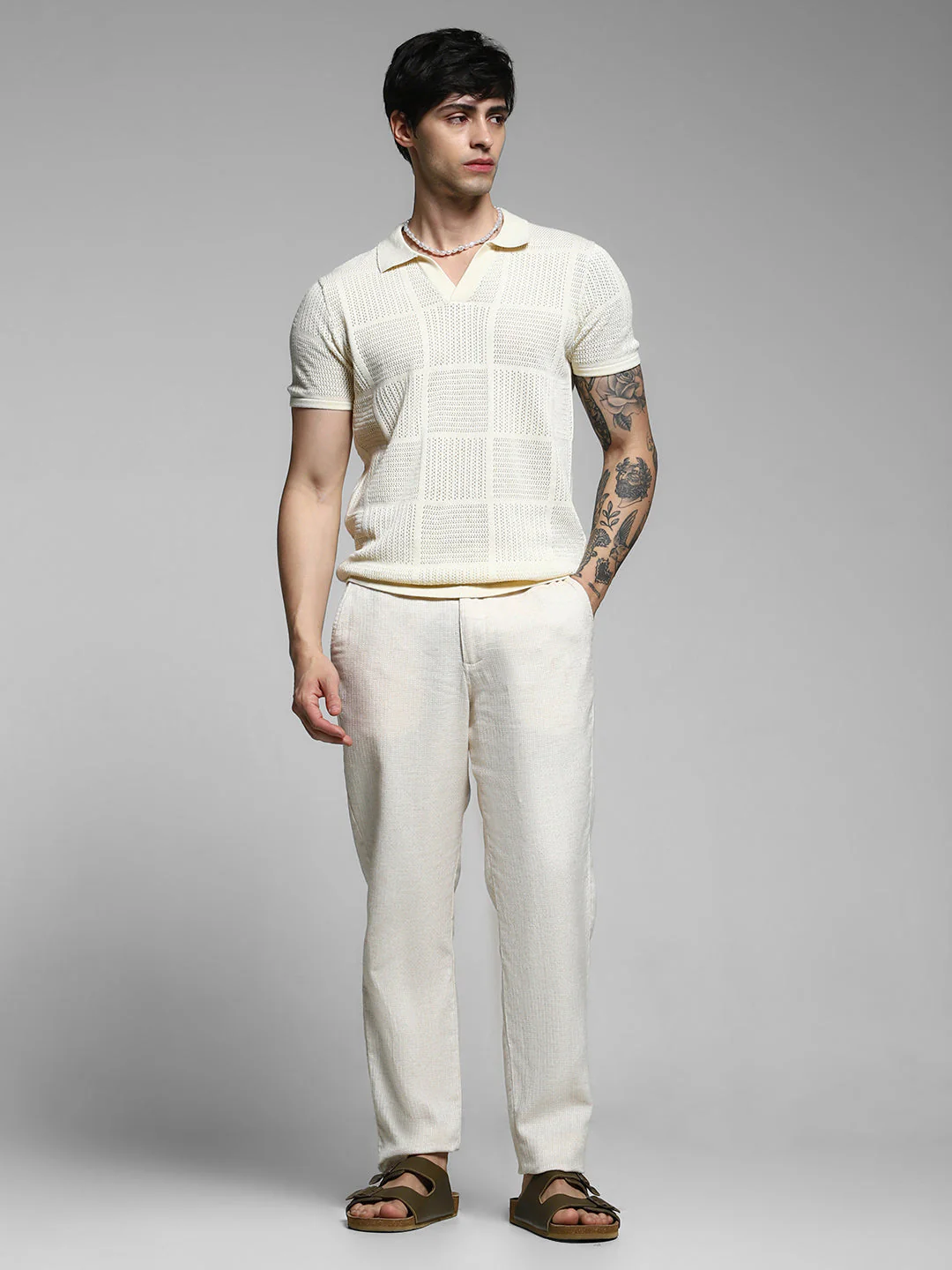 White Cotton Jacquard Polo - Image 6