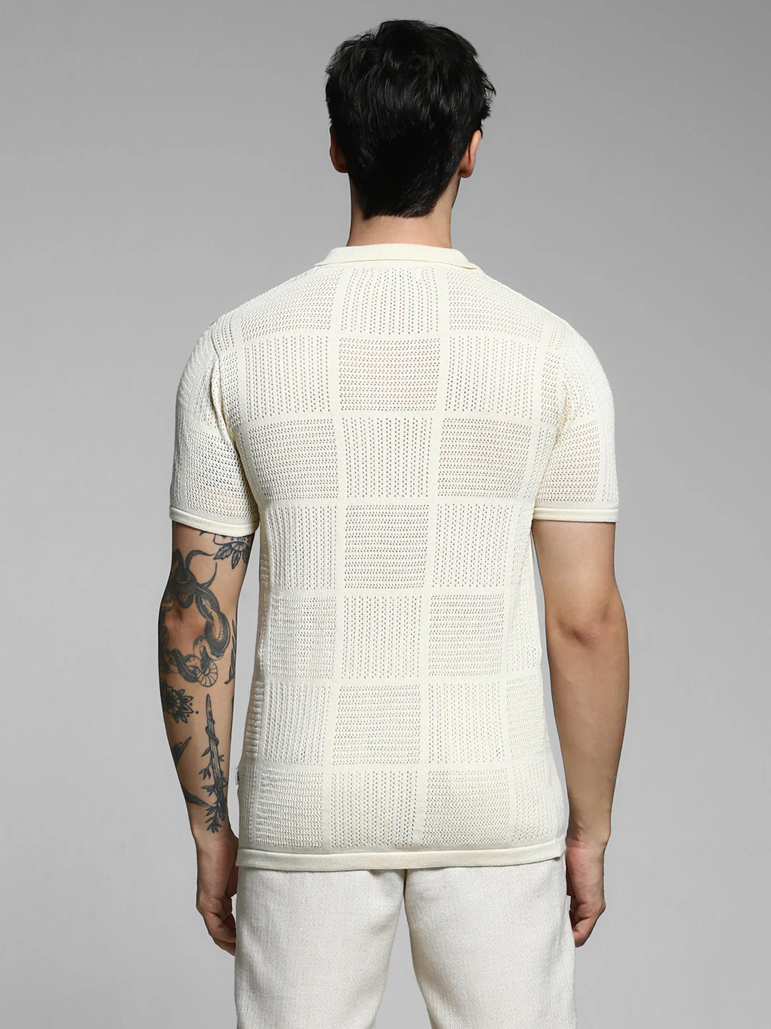 White Cotton Jacquard Polo - Image 9