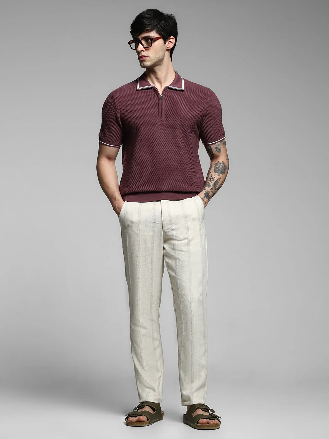 Dark Plum Cotton Jacquard Polo - Image 6
