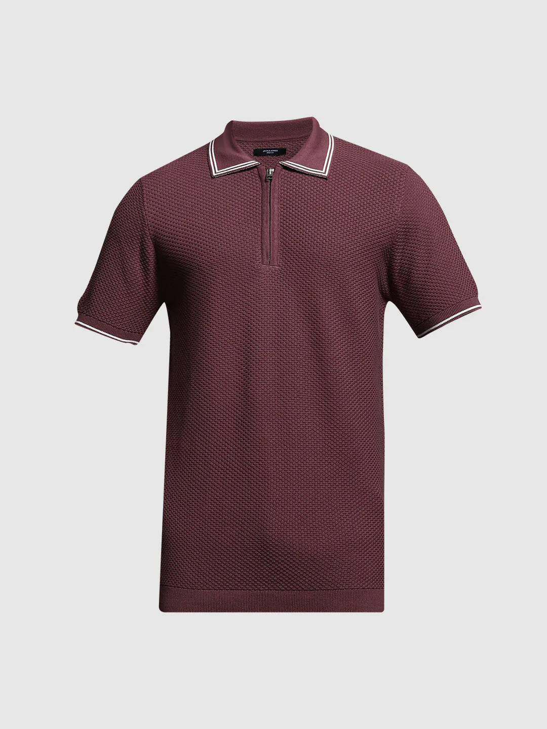 Dark Plum Cotton Jacquard Polo - Image 7