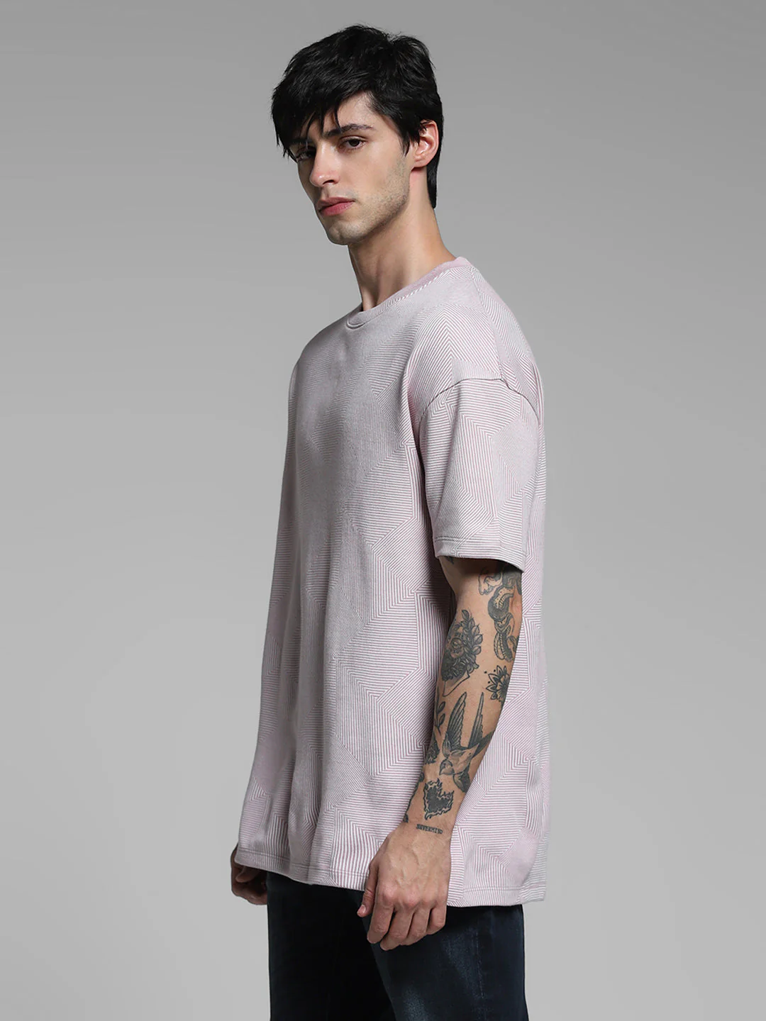 Lilac Crew Neck Oversized T-shirt - Image 3