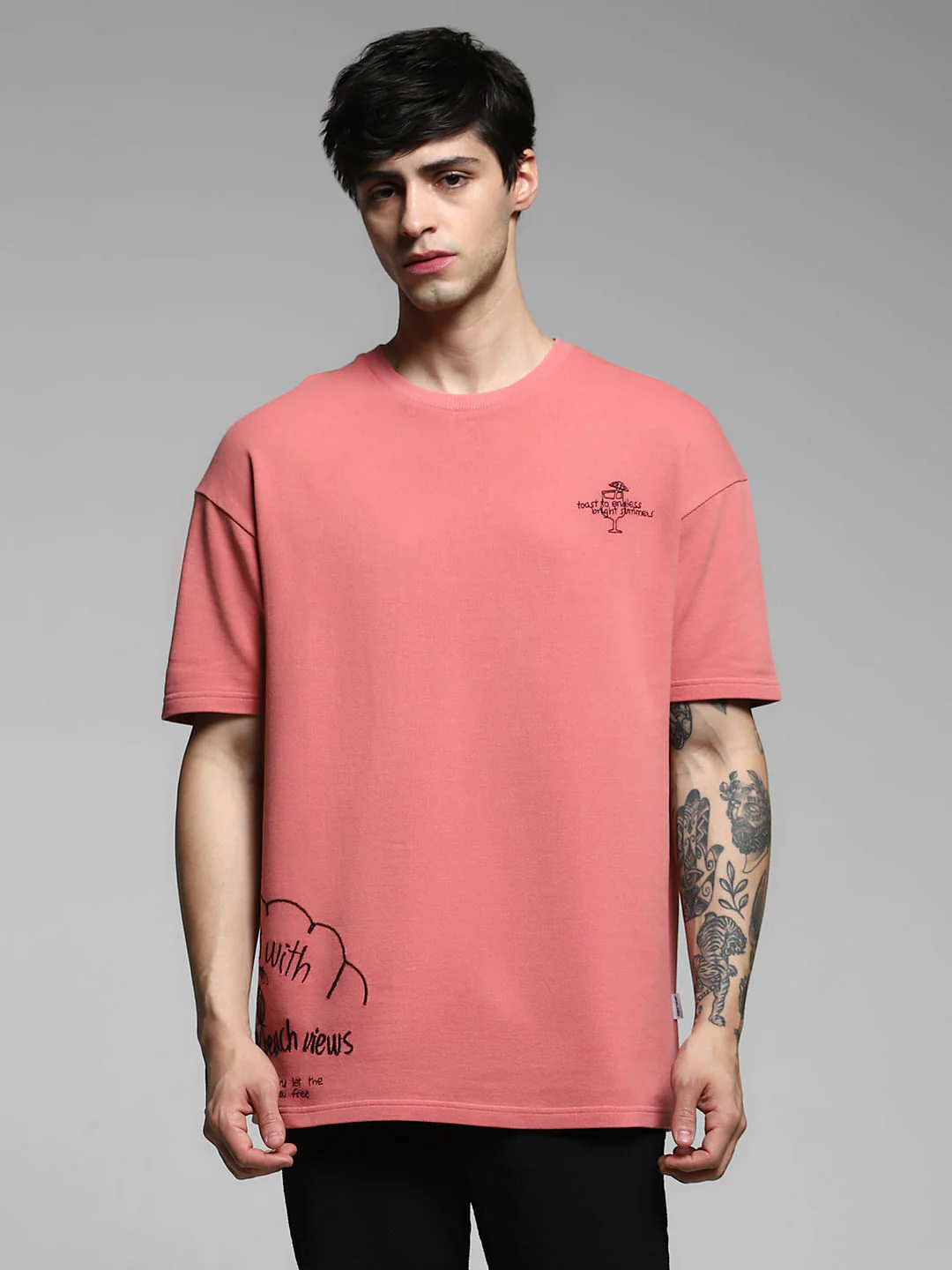 Shell Pink Printed Boxy Fit T-shirt - Image 2