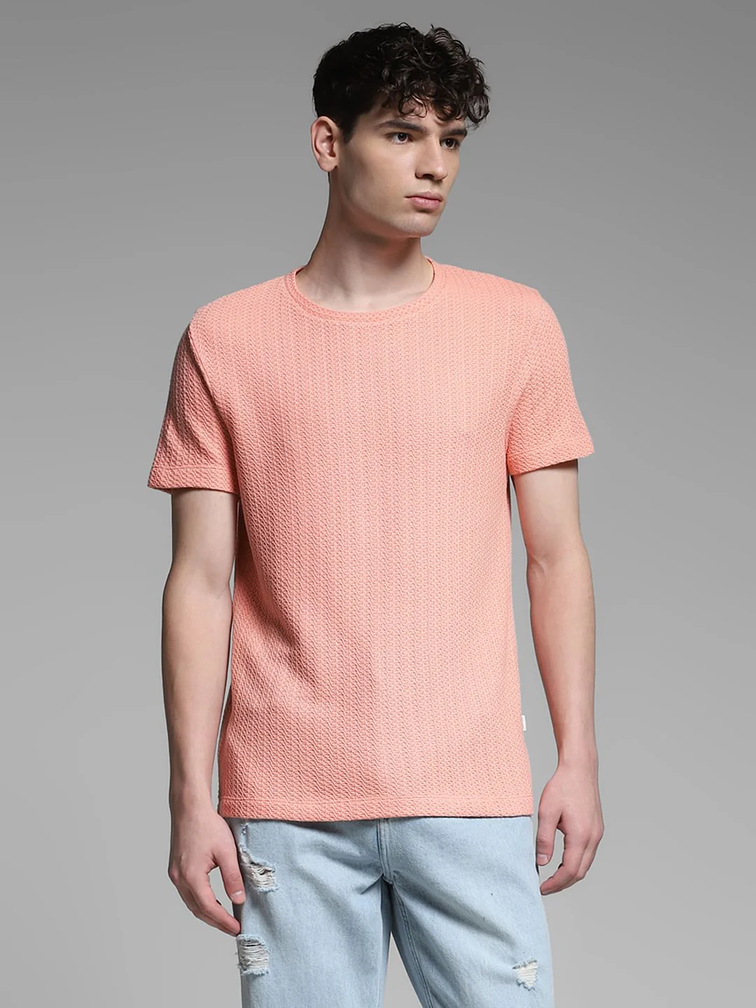 Coral Jacquard Crew Neck T-shirt - Image 2