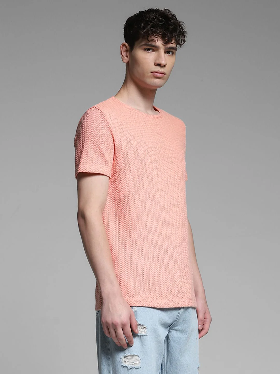 Coral Jacquard Crew Neck T-shirt - Image 3