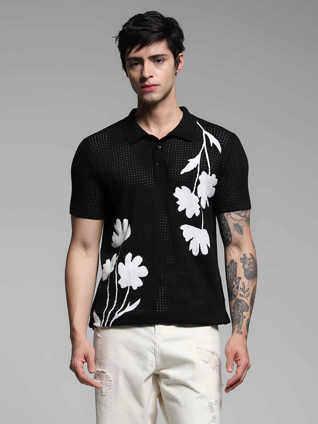 Black Jacquard Printed Pullover - Image 2