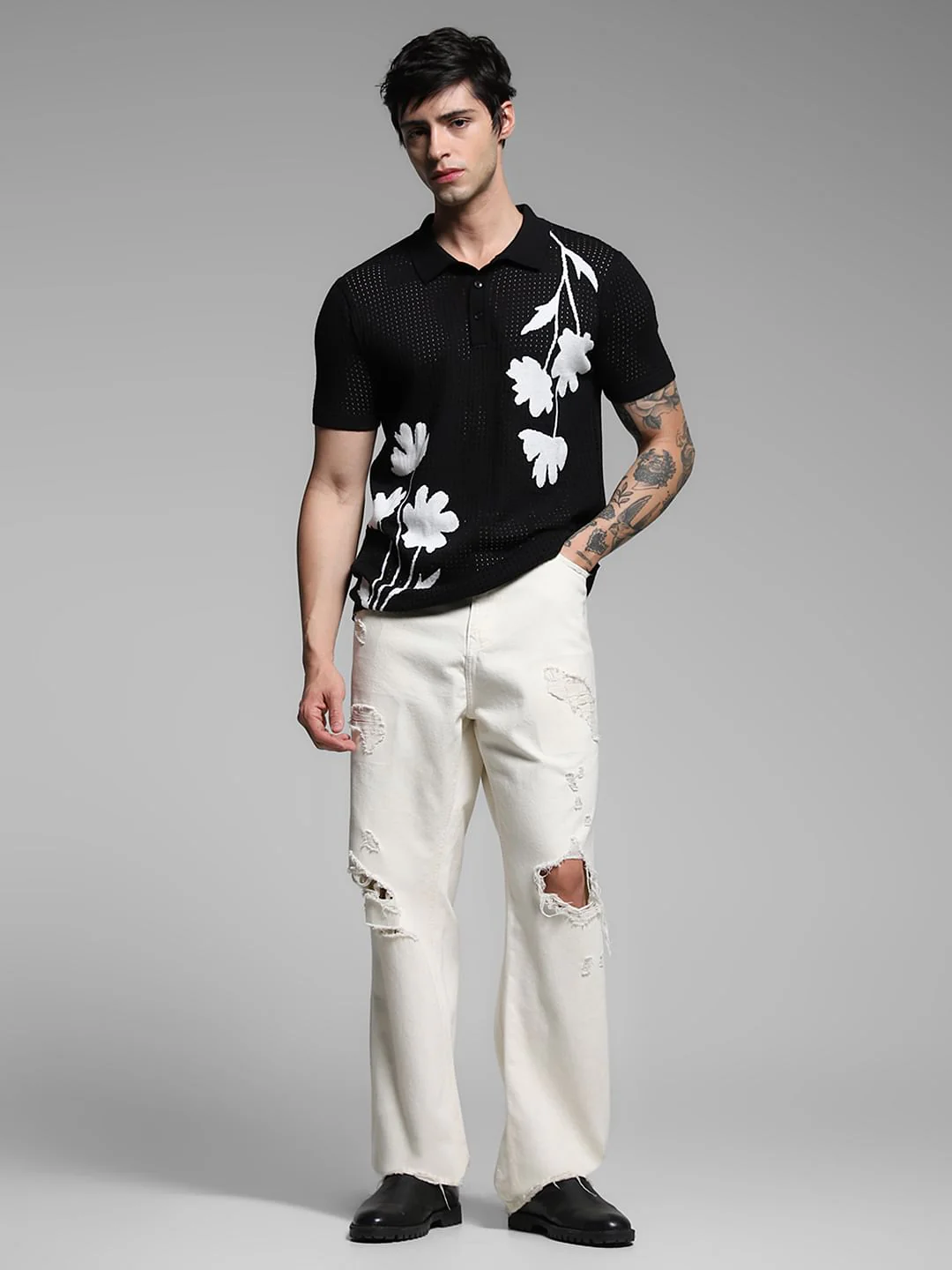 Black Jacquard Printed Pullover - Image 6