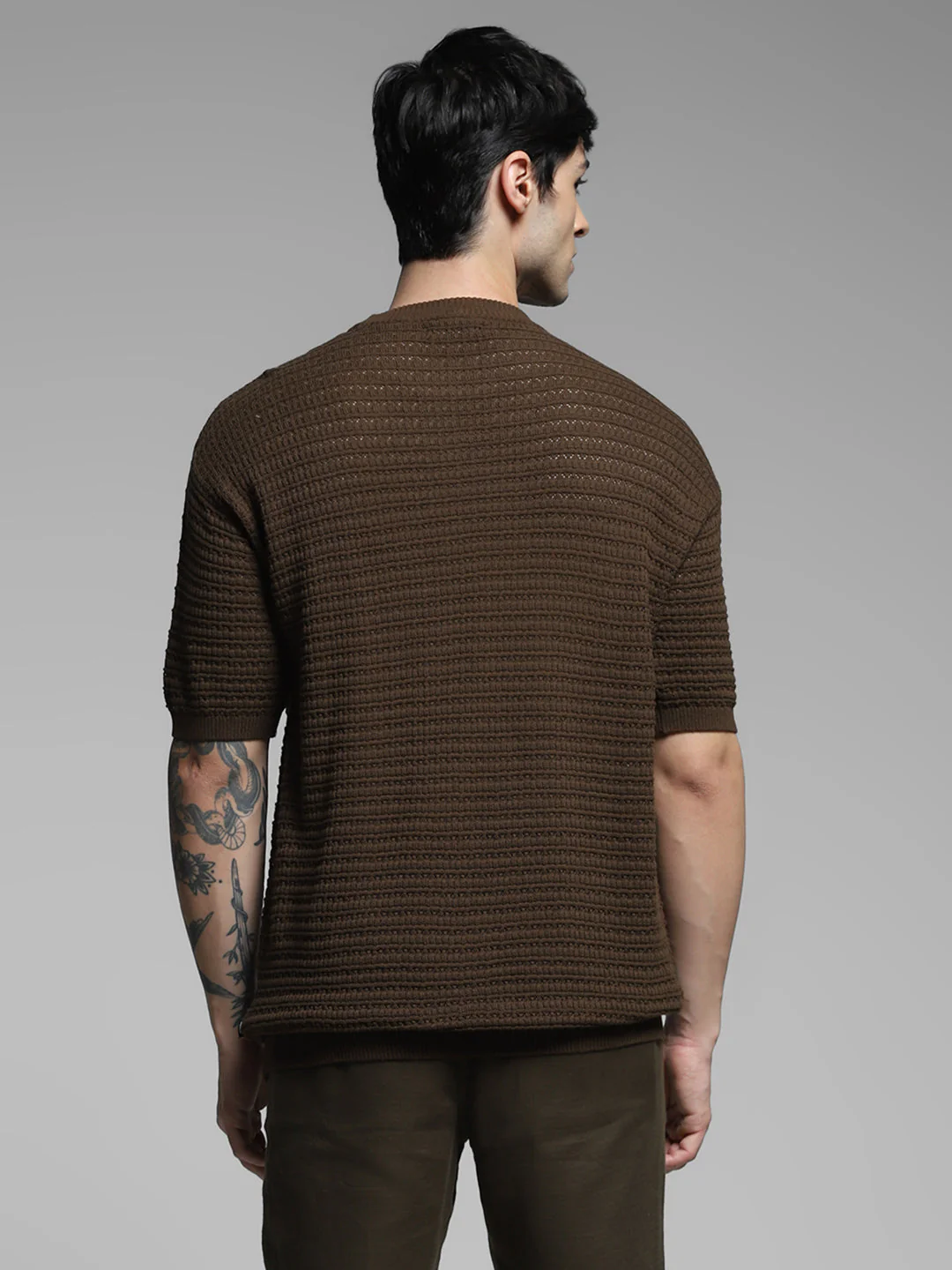 Dark Brown Cotton Oversized T-shirt - Image 4