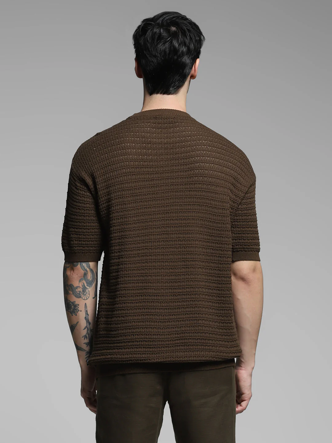 Dark Brown Cotton Oversized T-shirt - Image 9