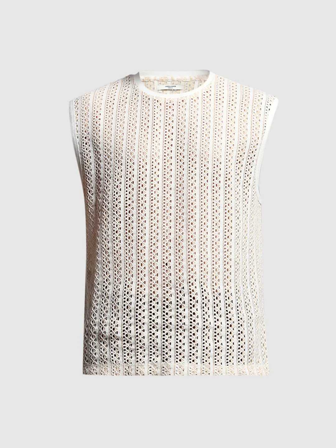Light Brown Knitted Crew Neck Vest - Image 7