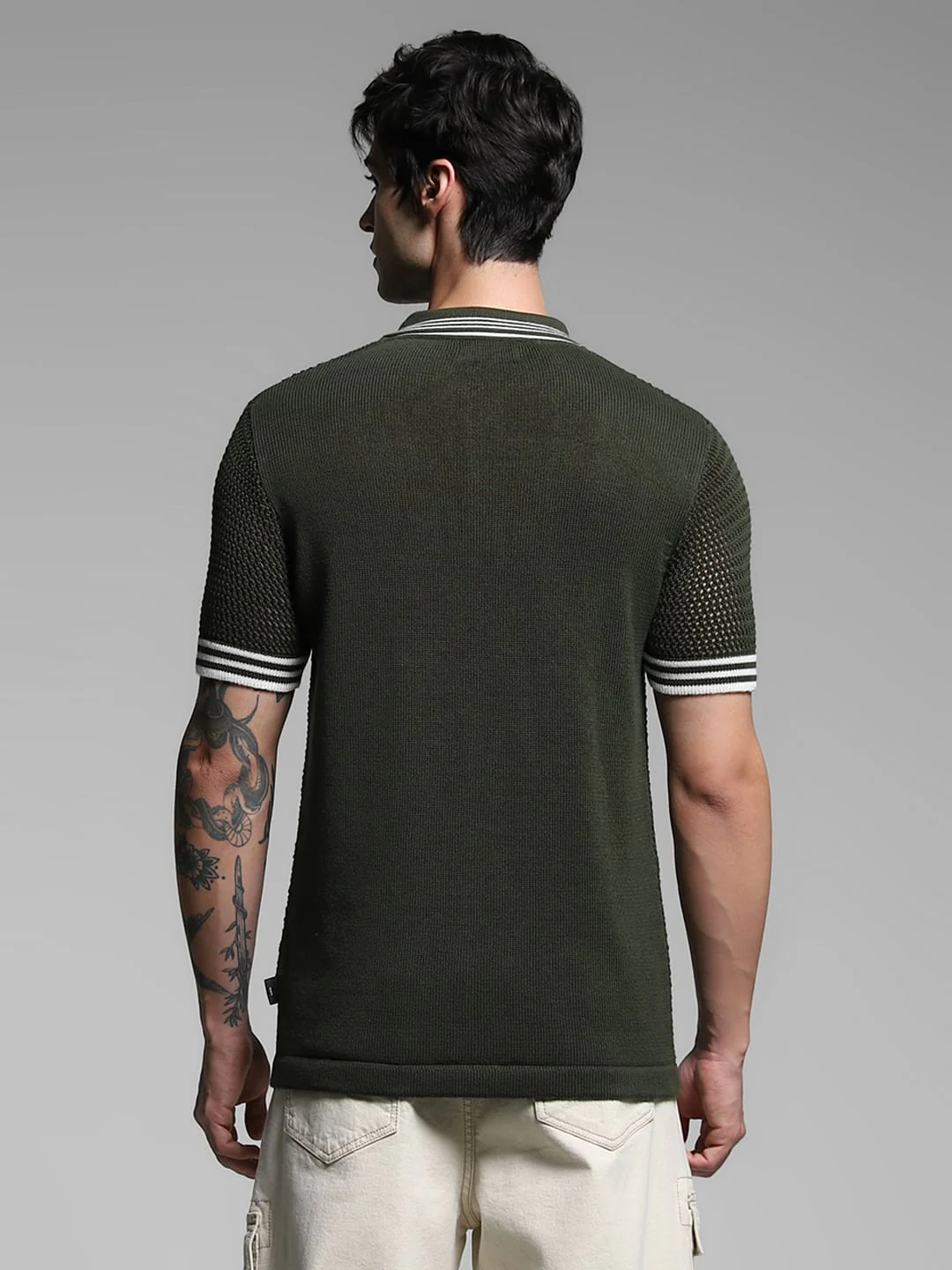 Olive Green Contrast Tipping Pullover - Image 4