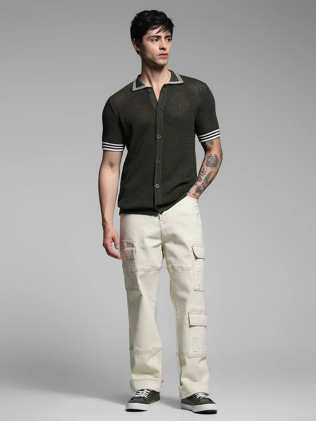 Olive Green Contrast Tipping Pullover - Image 6