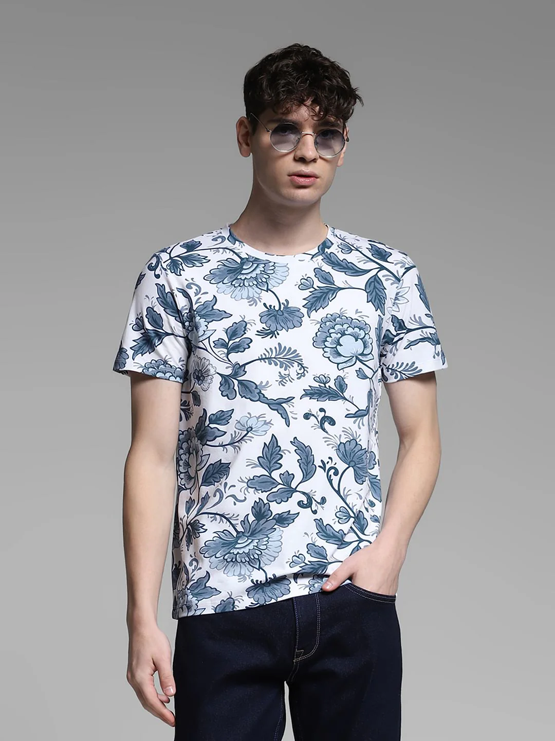 White Printed Crew Neck T-shirt