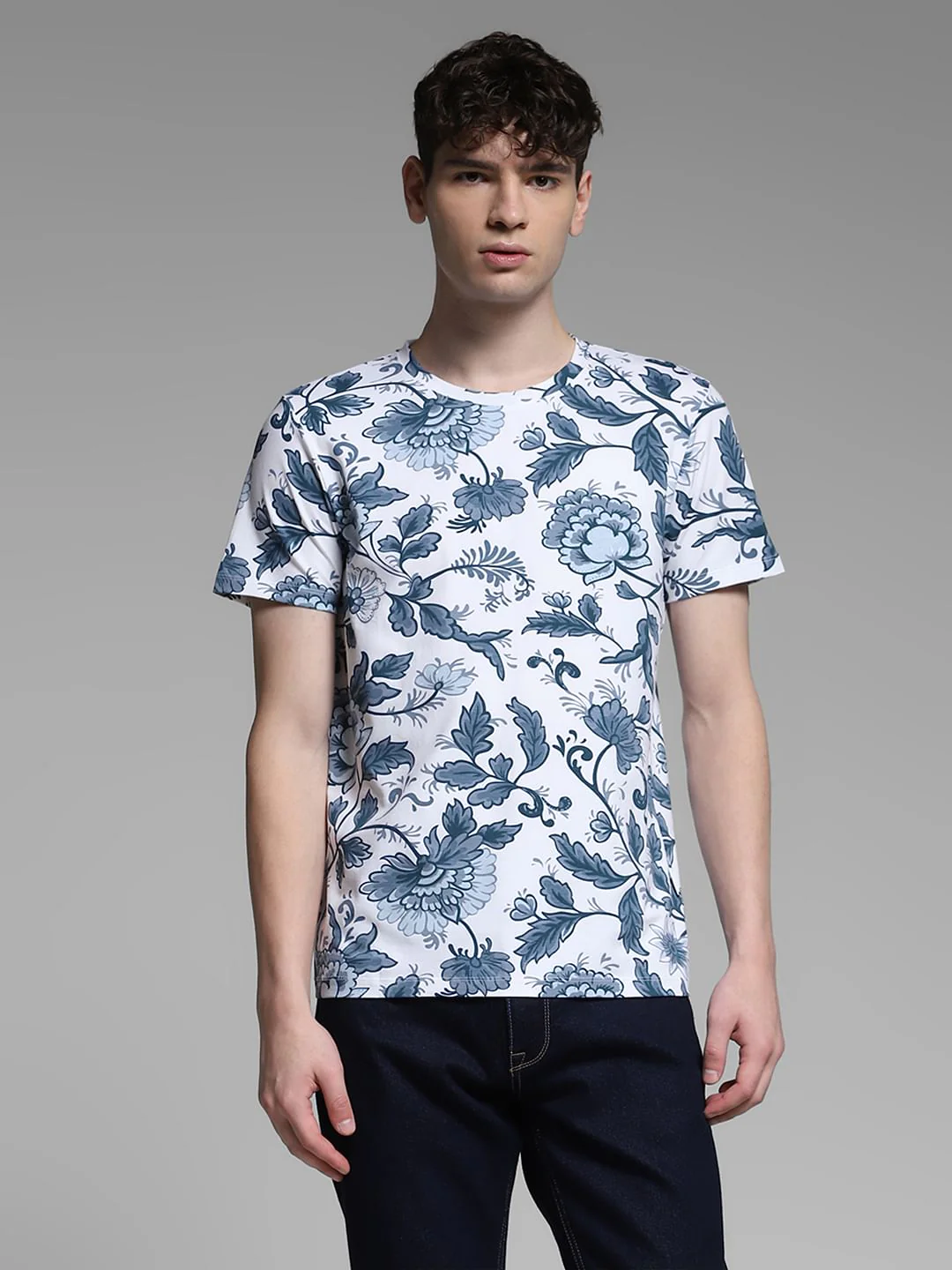 White Printed Crew Neck T-shirt - Image 2