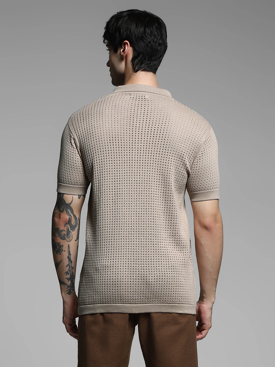 Brown Applique Front Open Polo - Image 4