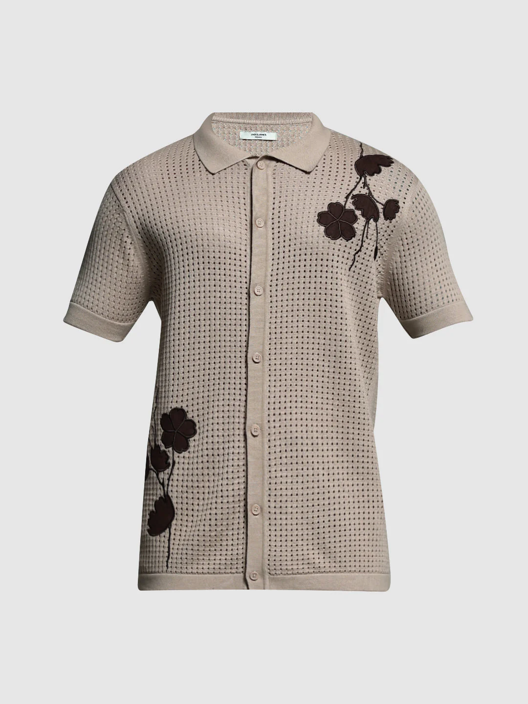 Brown Applique Front Open Polo - Image 7