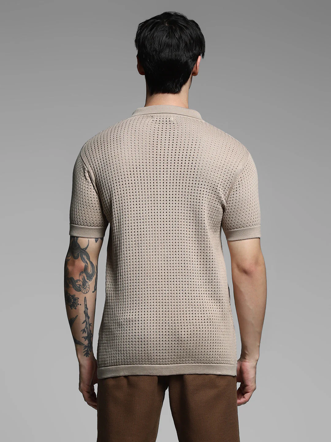Brown Applique Front Open Polo - Image 9