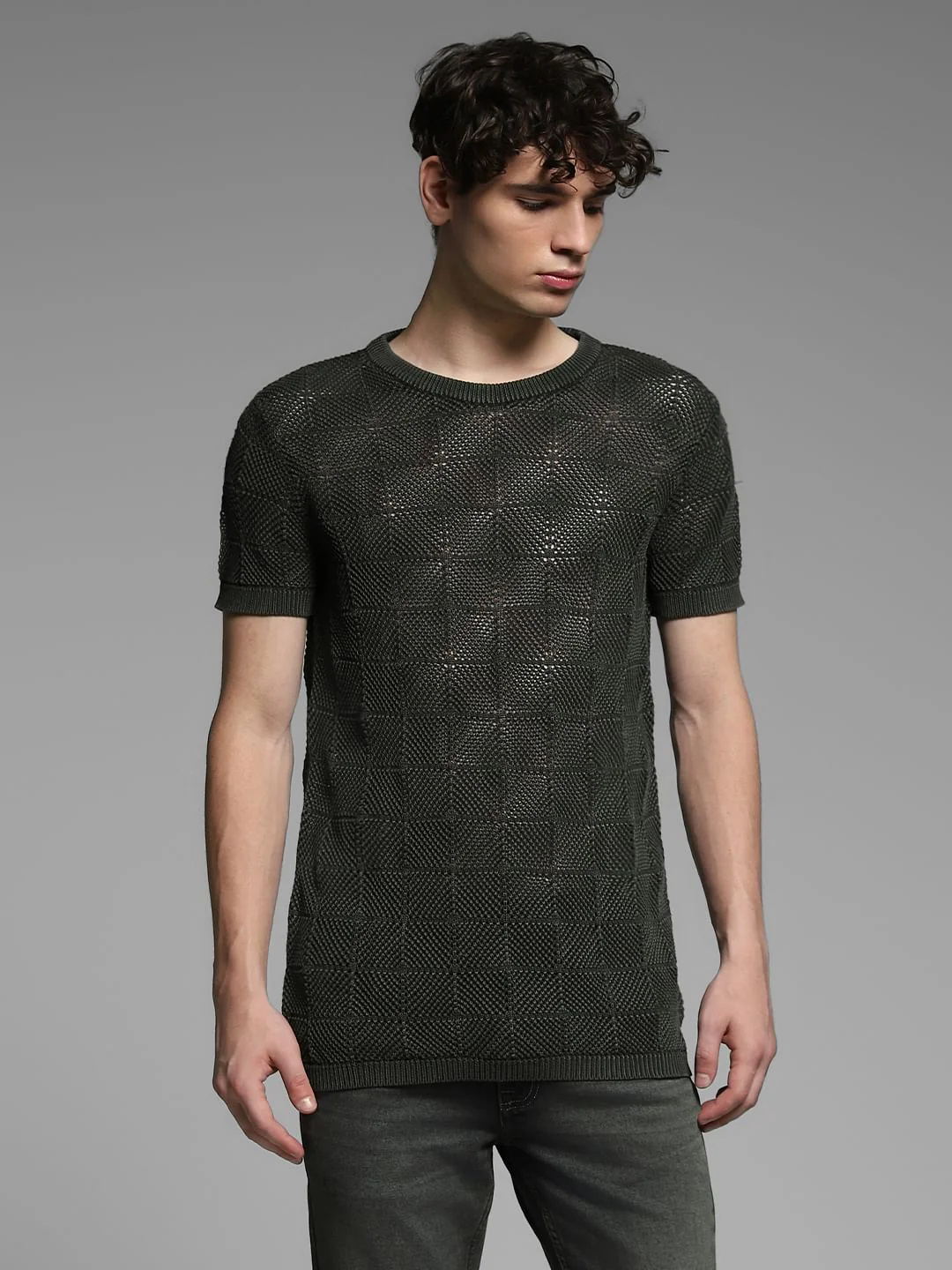 Olive Jacquard Pullover - Image 2