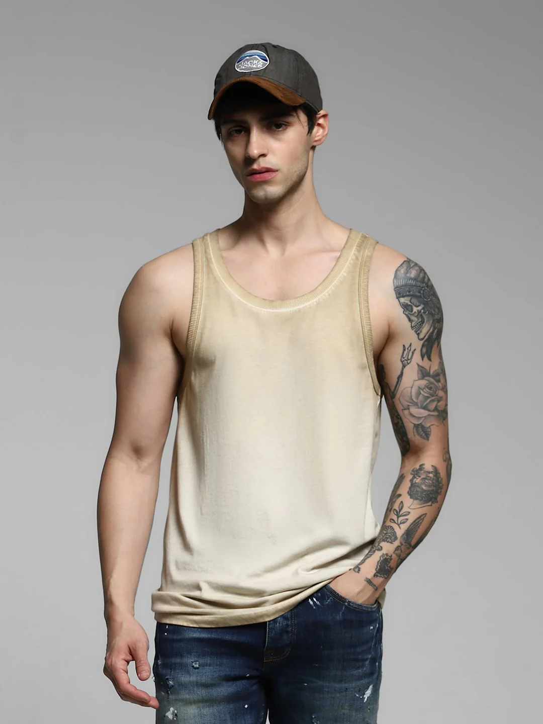 Grey Washed Cotton Vest