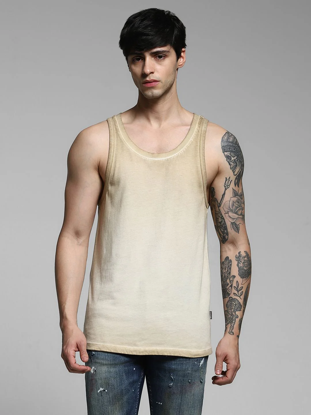 Grey Washed Cotton Vest - Image 2