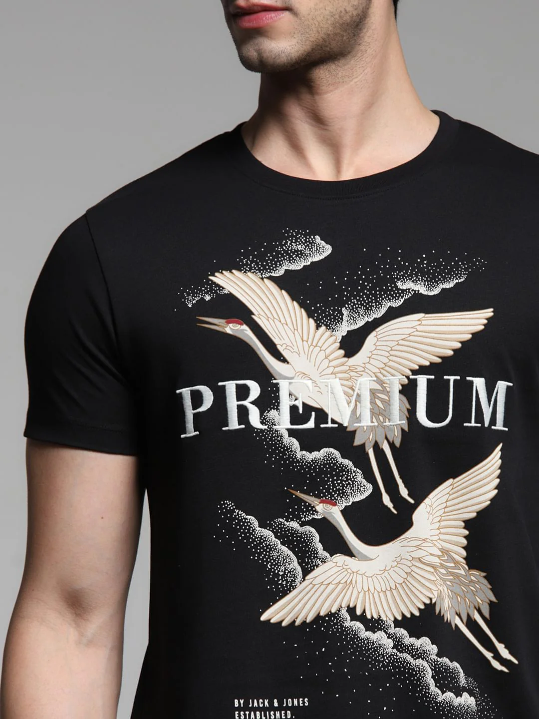 Black Graphic Print Cotton T-shirt - Image 5