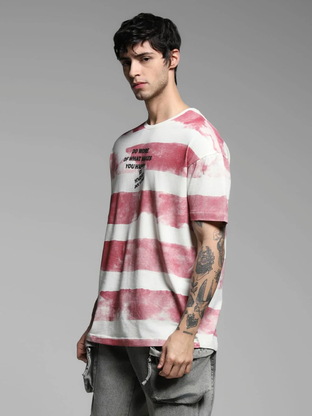 Red Colourblocked Cotton T-shirt - Image 3