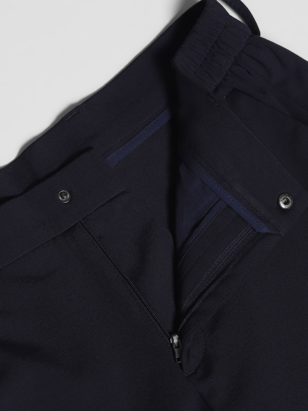 Navy Blue Mid Rise Slim Fit Pants - Image 4