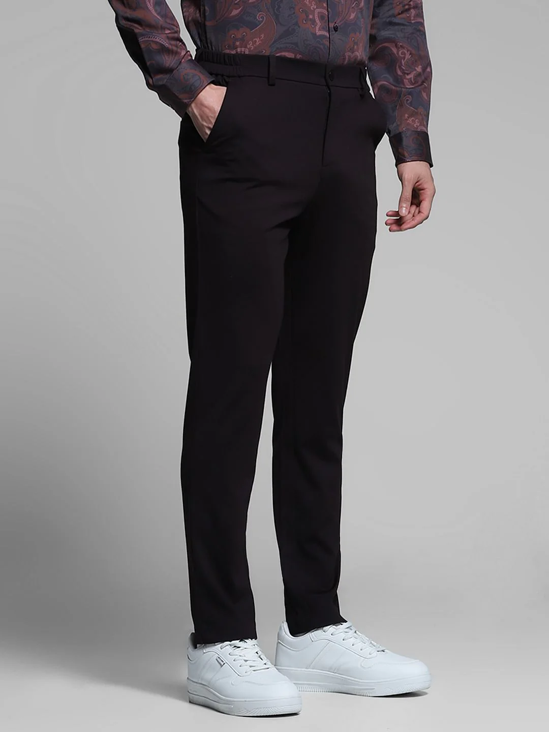 Dark Brown Mid Rise Slim Fit Pants - Image 2