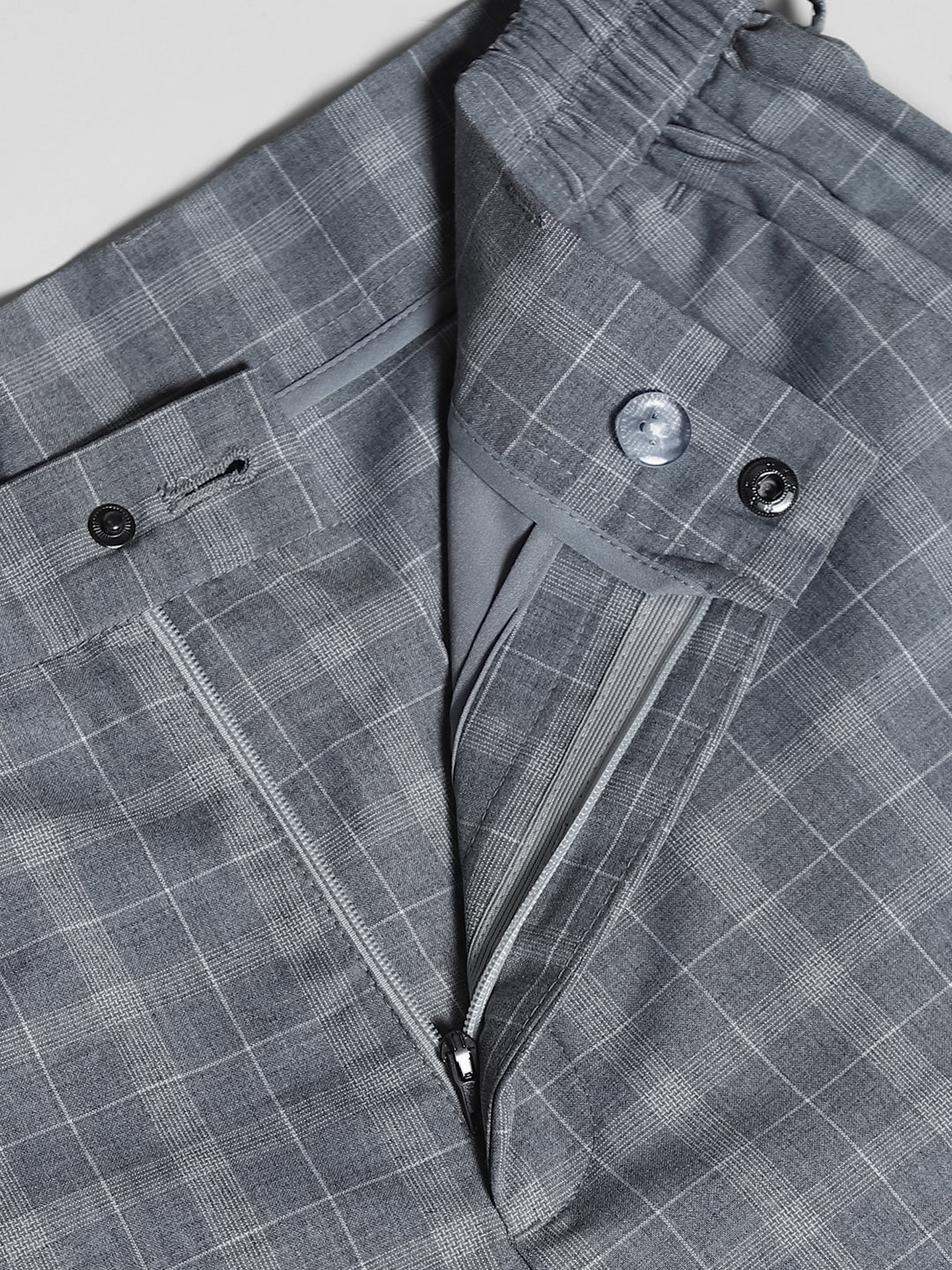 Light Grey Check Print Pants - Image 5