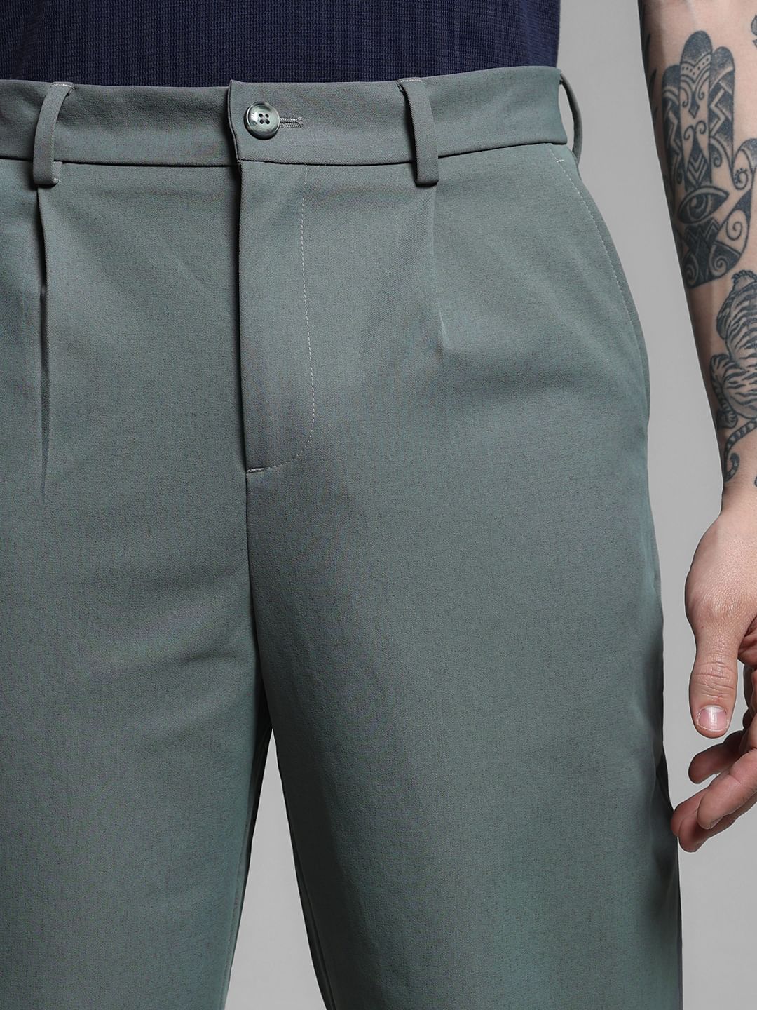 Green Mid Rise Loose Fit Pants - Image 4
