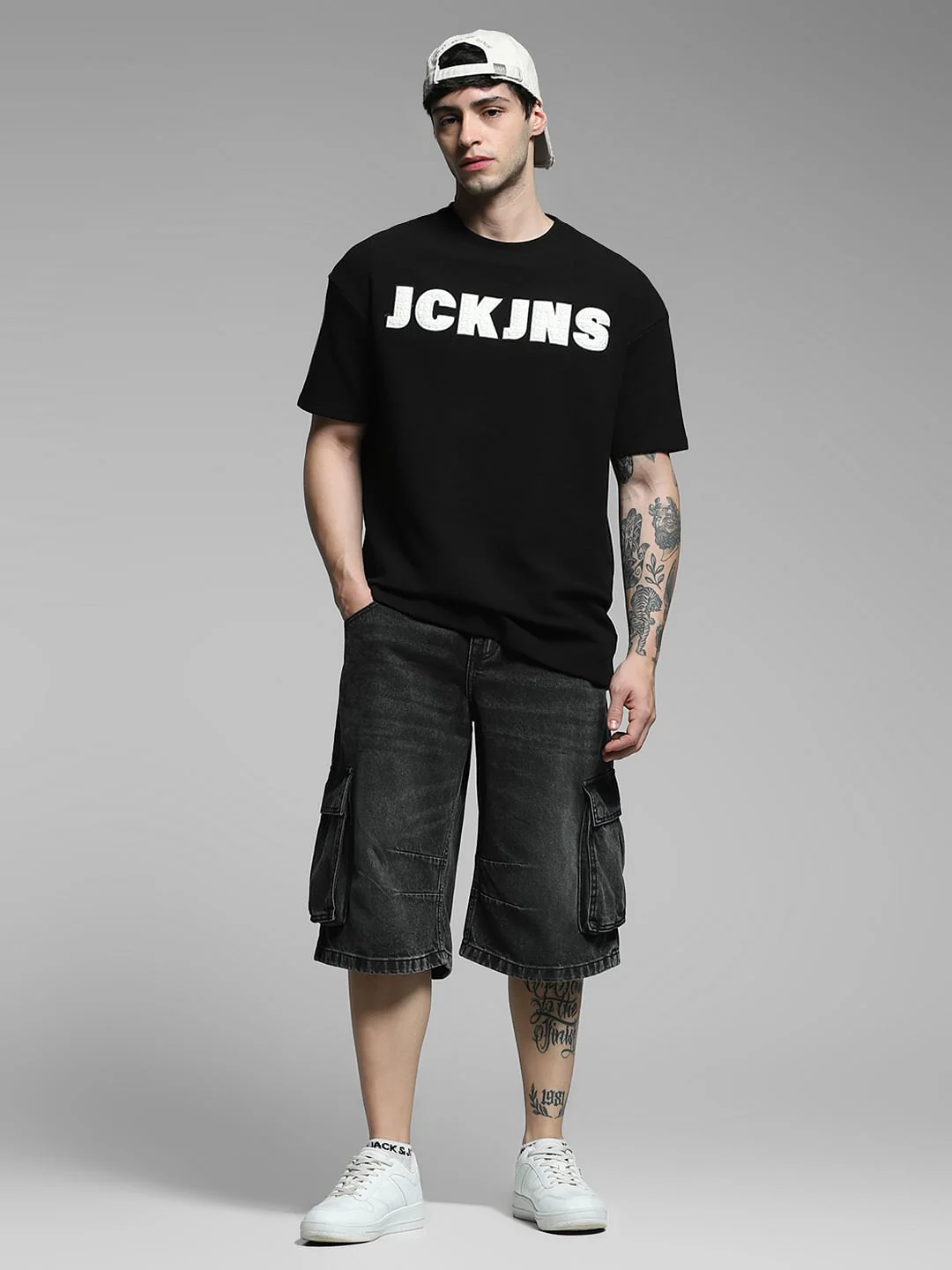 Black Korean Cargo Denim Shorts - Image 6
