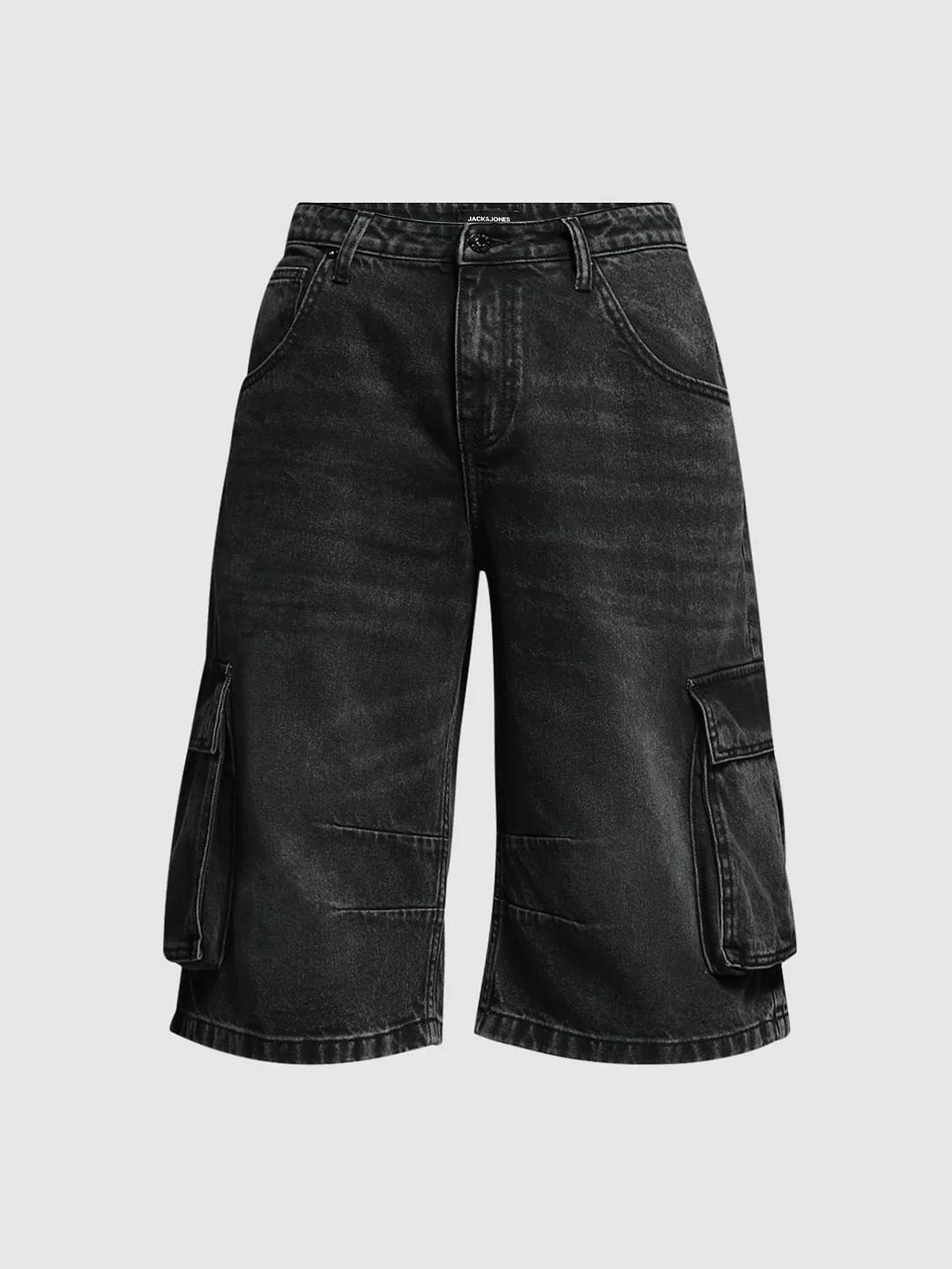 Black Korean Cargo Denim Shorts - Image 7