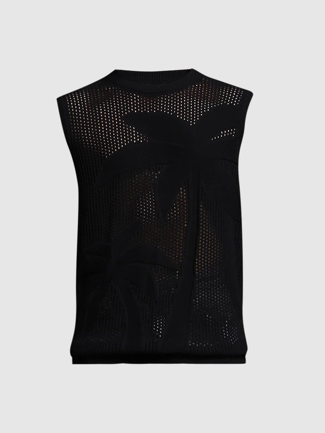 Black Knitted Sleeveless T-shirt - Image 7
