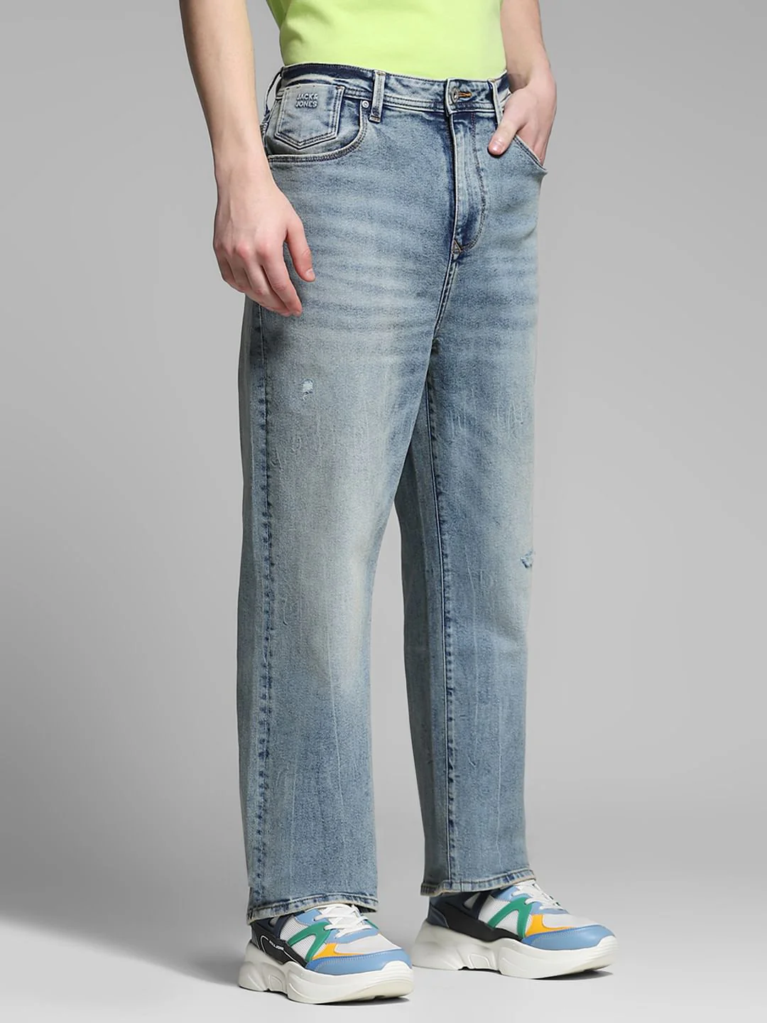 Blue High Rise Distressed Dario Loose Fit Jeans - Image 2