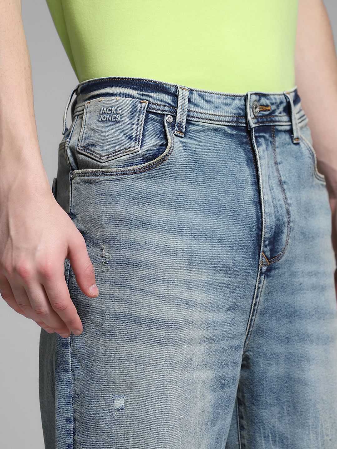 Blue High Rise Distressed Dario Loose Fit Jeans - Image 4