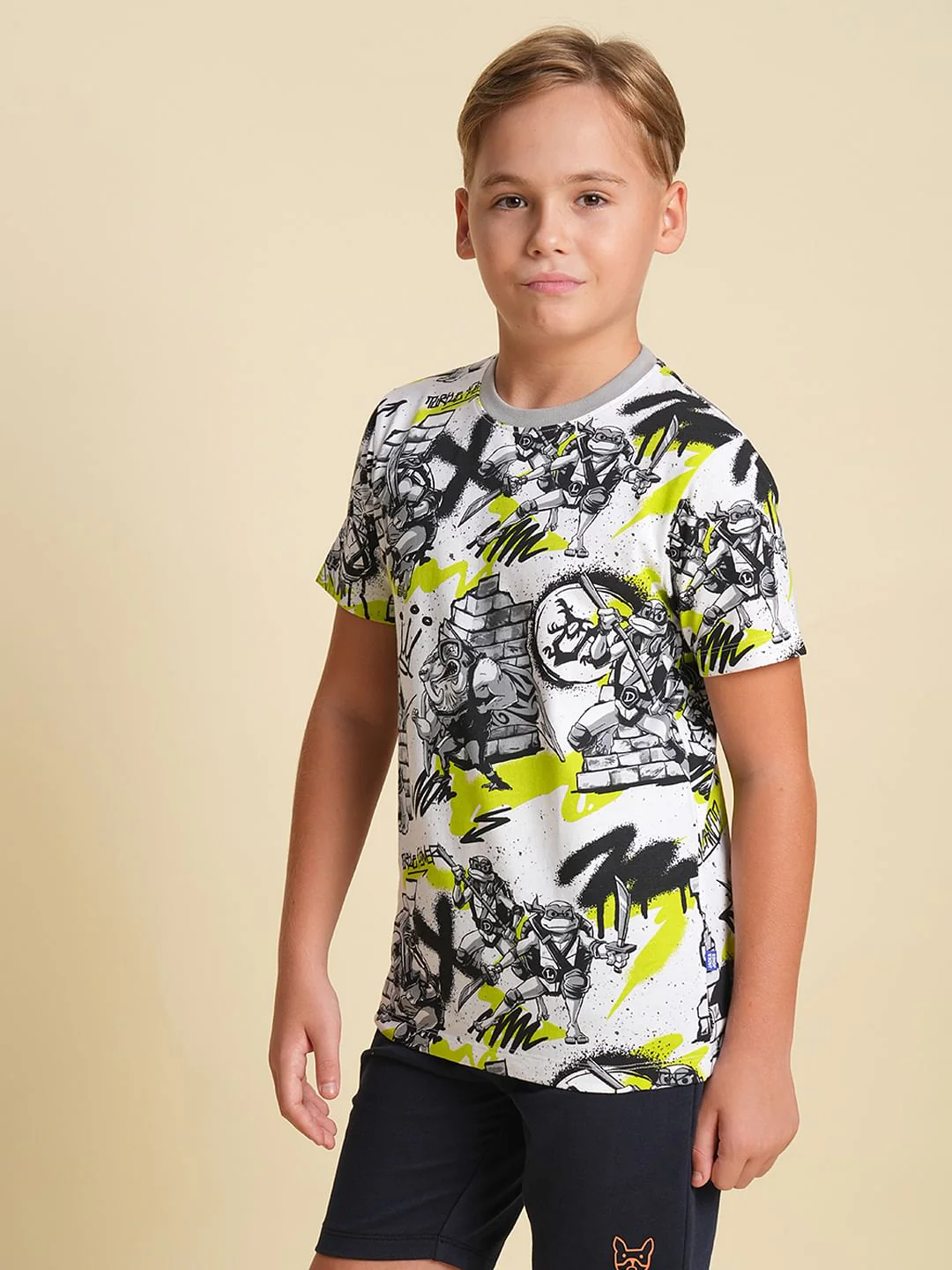 Boys White Ninja Turtles Print T-shirt - Image 3
