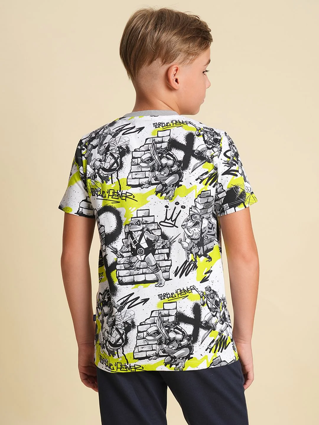 Boys White Ninja Turtles Print T-shirt - Image 4
