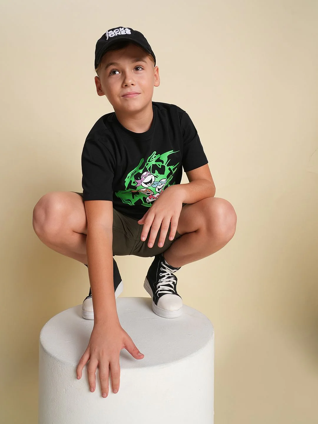 Boys Black Ninja Turtles Print T-shirt