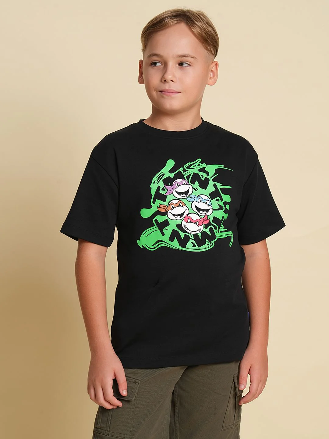 Boys Black Ninja Turtles Print T-shirt - Image 2