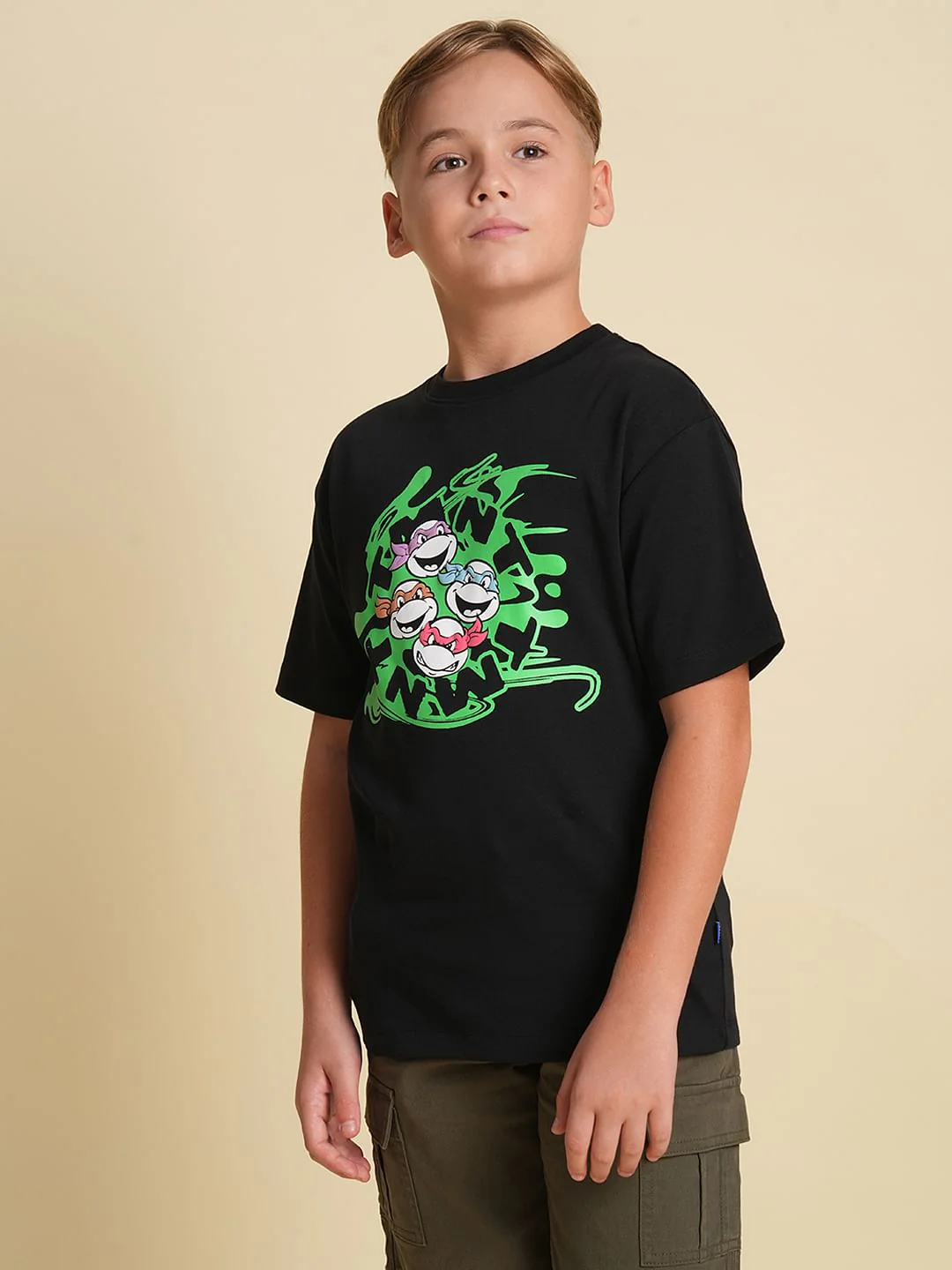Boys Black Ninja Turtles Print T-shirt - Image 3