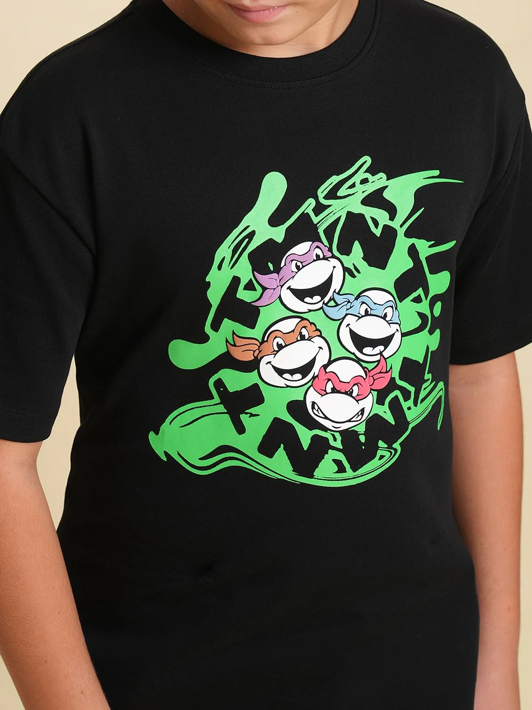 Boys Black Ninja Turtles Print T-shirt - Image 6